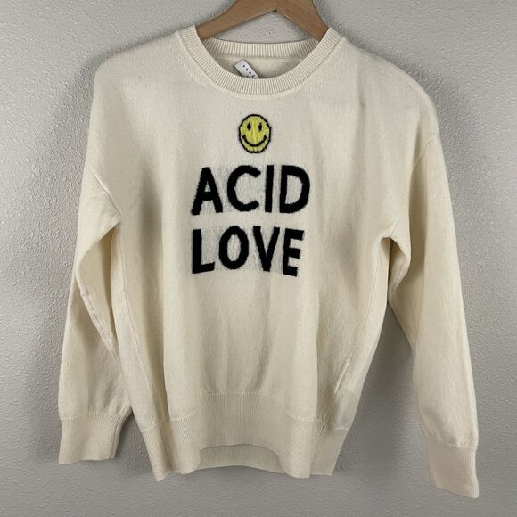 Sandro Paris Smiley Size 2 Jumper Zola Sweater Acid Love Wool Cashmere Blend - Picture 1 of 8